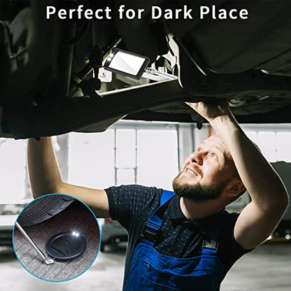 3 Pack Telescoping Inspection Mirrors LED Light & Magnet Flashlight Pickup Tool Set, Large 3.75" Round, 3.3" Square Mirror, for Inspection Viewing, Mechanic Checking, Observation - style: Inspection Mirrors & Magnet Flashlight