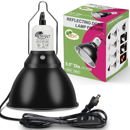 Reptile Lamp Bulb Fixture 5.5 Inch Deep Dome with Switch - Ideal for 60W/75W/100W/150W Heat Lamp Bulbs, Compatible with All E26 UVA/UVB/Basking Heat Bulbs, Supports Up to 150 Watts - style: Cone Dome (Max 150W)