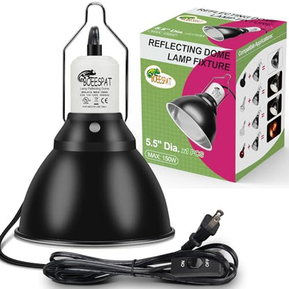 Reptile Lamp Bulb Fixture 5.5 Inch Deep Dome with Switch - Ideal for 60W/75W/100W/150W Heat Lamp Bulbs, Compatible with All E26 UVA/UVB/Basking Heat Bulbs, Supports Up to 150 Watts - style: Cone Dome (Max 150W)