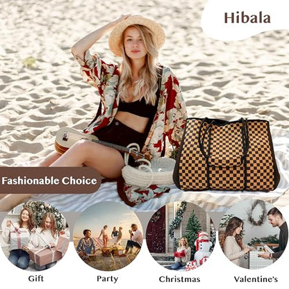 Hibala Neoprene Multipurpose Beach Bag,Gym/Travel/Pool Bag,Tote For Women&Men - color: Checkerboard Grids