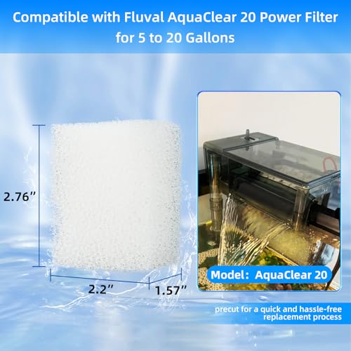 AQUANEAT 6-Pack Replacement Filter Sponge Pads, Aquarium Foam Insert Compatible with AquaClear 20, Fish Tank Filter Media - size: AC 20