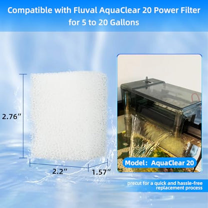 AQUANEAT 6-Pack Replacement Filter Sponge Pads, Aquarium Foam Insert Compatible with AquaClear 20, Fish Tank Filter Media - size: AC 20