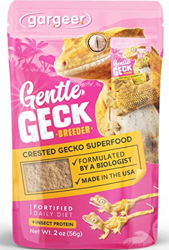 Gargeer 2oz Gentle Geck Breeder Diet - Crested Gecko Food. Made in USA | Expert-crafted superfood! Loaded with organic mango, banana, insect proteins & probiotics. No soy, wheat, or cheap fillers - size: 2 Ounce (Pack of 1)