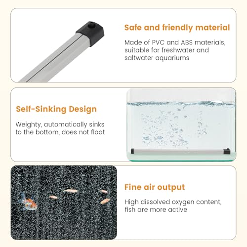 hygger Aquarium Bubble Strip, Nano Air Bubble Curtain Wall Aquarium Air Stone Kit, Quiet High Dissolved Oxygen Diffuser Fish Tank Bubbler Decorations for Freshwater Saltwater (13.8 Inch) - size: 13.8 Inch