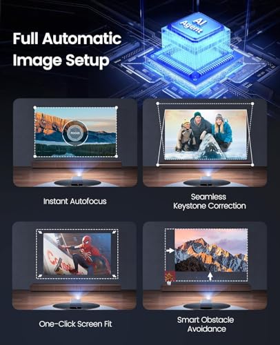 [Built-in Official App/4K Support/Compact]Smart-Projector with WiFi6 and Bluetooth, Outdoor Movie Projector & DoIby , Compatible with YouTube/PrimeVideo, AI Auto Focus, Portable Home Proyector