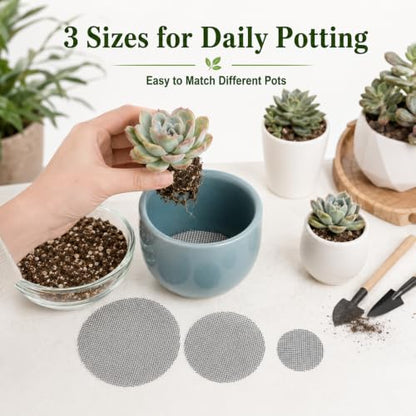 125Pc Bonsai Mesh for Plant Drainage Screen Flower Pot Hole Mesh Pad | Gardening Drainage Screen, Plant Pot Drainage Mesh, Round Flower Screen Cover Pad, Reusable Potting Mat, Preventing Soil Loss