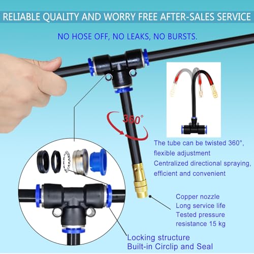 98Ft Greenhouse Drip Irrigation Kit Automatic Irrigation System 360°Adjustable 30 Brass Spray Nozzles 1/2'' Irrigation Tubing Hose Patio Misting Plant Watering with Blank Distribution Tubing Hose - size: 98FT