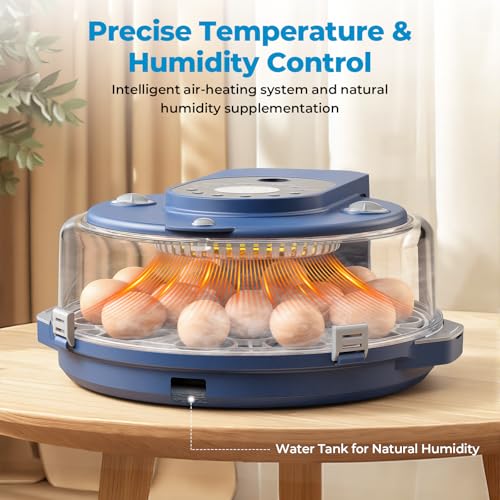 Egg Incubator for Hatching Eggs, 5 Preset Incubation Modes & 1 Custom Mode | Hatch 15 Eggs, Temperature and Humidity Adjustable Function, Automatic Egg Turning for Duck, Chicken, Goose, Pigeon and Quail