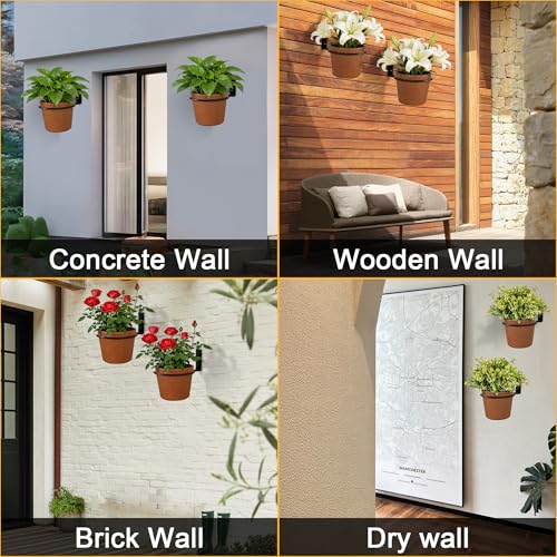 6 Pack 4 Inch Black Plant Pot Holder Ring,Metal Flower Holder Brackets Rings with 12 Screws & 12 Bolts, Potted Planter Brackets for Brick Wall Indoor Outdoor Garden, Patio - size: 4 Inch