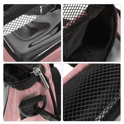 GLEAVI Small Animal Carrier Bag Portable Outdoor Guinea Pig Pouch with Breathable Mesh, Pink Beige S Size, Travel Handbag for Hamsters Squirrels Hedgehogs and Chinchillas