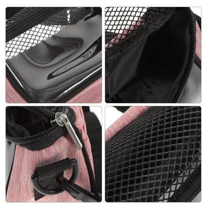 GLEAVI Small Animal Carrier Bag Portable Outdoor Guinea Pig Pouch with Breathable Mesh, Pink Beige S Size, Travel Handbag for Hamsters Squirrels Hedgehogs and Chinchillas