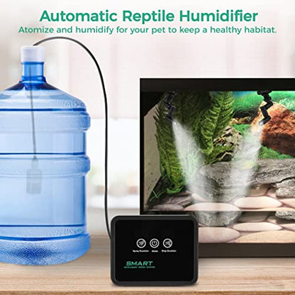 Automatic Reptile Vivarium Humidifier System, Smart Mister With Timer & 360° Adjustable Misting Nozzles, Led Touch Screen For Rainforest Amphibians Terrarium