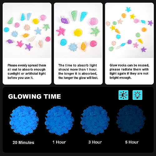 Kaiyuan Dynasty 100pc Fish Tank Rocks Aquarium Rocks Glow in The Dark Pebbles Glowing Rocks Luminous Pebbles for Fish Bowl,Garden,Ponds Decor,Blue (0.8-1.2") - color: Blue, size: 100