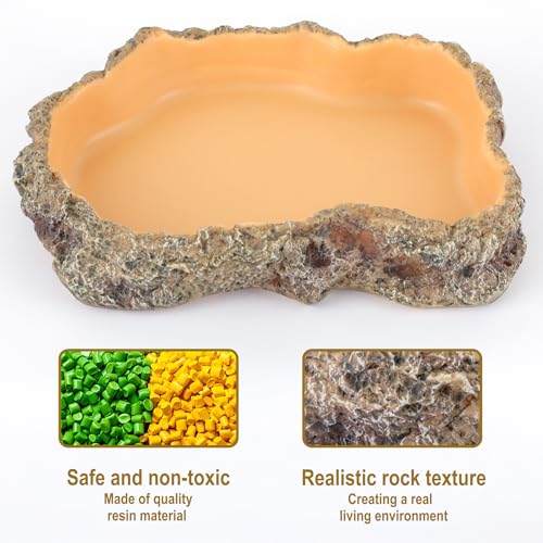 Reptile Food Dish, Terrarium Water Bowl, Feeding Bowl for Reptile Amphibian Pets - size: Large
