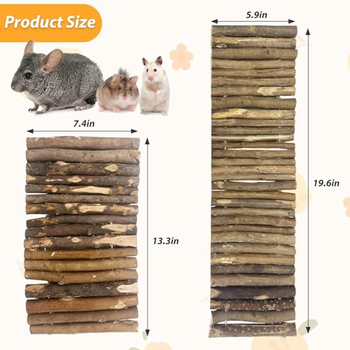 Hamiledyi Wooden Hamster Bridge Ladder 19.7" L x 5.9" W Large Climbing Toy Natural Hideout Tunnel Ramp Hamster Cage Accessories for Rabbits Guinea Pigs Ferret Tortoise Reptile (Pack of 2) - size: 19.7" L x 5.9" W