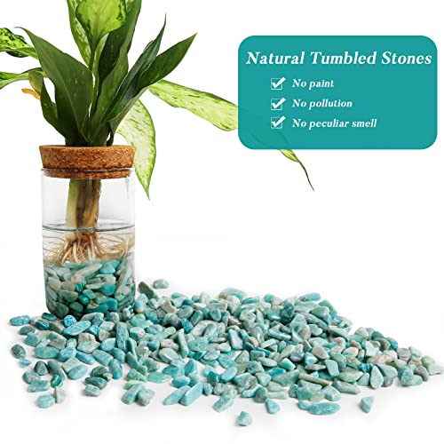QICQDRAM Green Amazonite Crystals Bulk Tumbled Chips Stone Natural 1LB | Small Tumbled Stones Crystal Chips Bulk for Healing Crystals Fish Tank Gravel Vase Filler (405g/14.28oz) - color: Amazonite