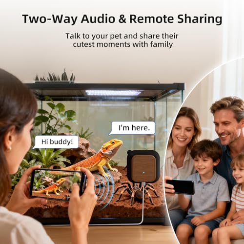 5MP Aquarium & Terrarium & Fish Tank Camera, Time Lapse WiFi Reptile Camera | 120° Anti-Glare Wide Angle Lens, Walnut Wood Case, Motion Detection, Video Playback, Easy Magnetic Mount for Pet Monitoring