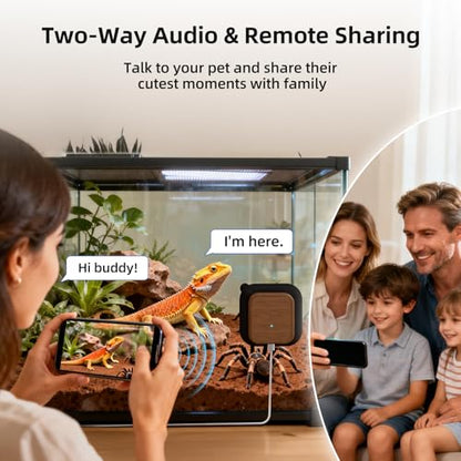 5MP Aquarium & Terrarium & Fish Tank Camera, Time Lapse WiFi Reptile Camera | 120° Anti-Glare Wide Angle Lens, Walnut Wood Case, Motion Detection, Video Playback, Easy Magnetic Mount for Pet Monitoring