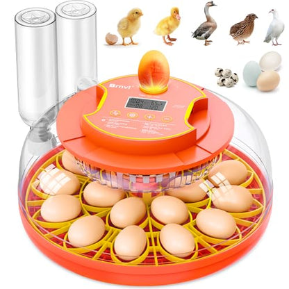 18 Egg Incubator with Automatic Egg Turning, Digital Temperature Humidity Control, Incubator for Hatching Eggs, 360° View Candler, Chicken, Quail, Duck, Goose, Turkey for Home & Farm