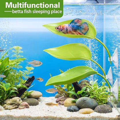 3 Pcs Turtle Basking Platform,Leaf Shape Bearded Dragon Basking Platform,Tree Frog Tank Accessories with Suction Cups,Leopard Gecko Tank Accessories,Turtle Tanks Decorations