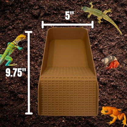 Hermit Crab, Lizard, Turtle, Amphibian XL Watering Pool | Platform Pool Accessory with Access Ramp for Pet Habitats | 9.75" x 5" | Made in USA (X-Large) (Salt + Fresh, Tan) - color: Salt + Fresh, Tan