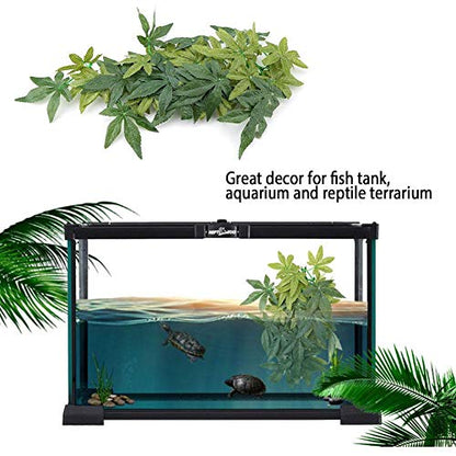 Yosoo Artificial Plants Fake Leaves, Aquarium Fish Plastic Green Grass with Sucker, Reptile Terrarium Habitat Box Cage Ornaments (40cm/15.75in) - size: 40cm/15.75in