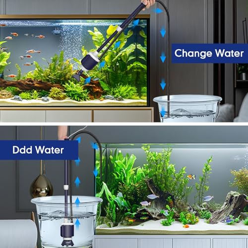 AQQA Fish Tank Cleaner,DC34W/600GPH Adjustable Flow Aquarium Gravel Vacuum | Multi-Filtration Purifies Water Electric Cleaning Kit for Water Change Water Circulation Wash Sand Gravel 110V-240V