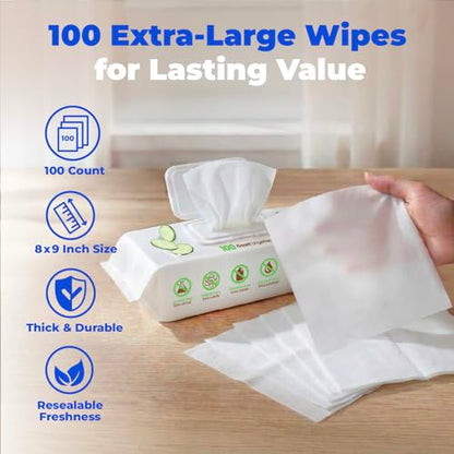 Best Pet Supplies Cleaning Dog Wipes - Refreshing Cucumber, 100 Count | Cucumber Scented, Large 8x9" Pet Wipes, Vitamin E, Puppy & Cat Safe, Gentle Grooming, Resealable Pouch Prevents Drying - color: Refreshing Cucumber, size: 100 Count