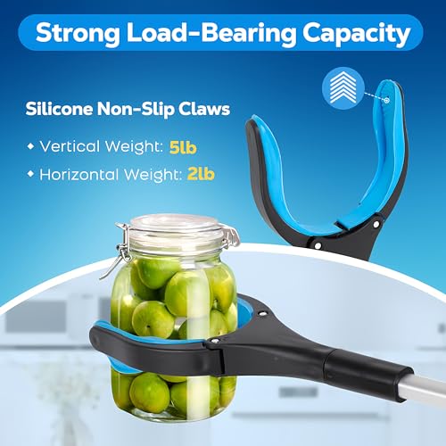 Grabber Reacher Tool - 32” Extra Long Foldable Gripper and Reaching Tool - Heavy Duty Pick Up Stick Grabbers for Seniors, Trash, Surgery Recovery Must Haves Gifts (Blue) - color: Blue