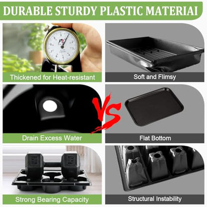 RooTrimmer 30 Pack 6 Inch Clear Nursery Pots and 5 Pack 6 Cell Round Plant Pot Trays, Sturdy Seeds Starting Germination Shuttle Carrying Trays, Planter Nursery Propagation 5 Sets - color: Black + Clear, size: 6 Inch 30 Pack Pots With 5 Pack Trays