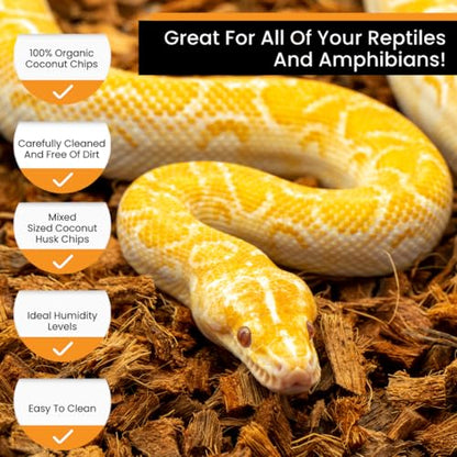 ReptiChip Reptile Bedding Loose Coconut Chip 36 Quart Coco Husk Substrate Mulch for Snake Habitat, Ball Python Terrarium, Turtle Tanks, Tortoise Enclosure