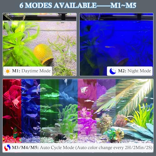 7in Submersible Aquarium LED Light, 24/7 Mode Aquarium Lights with Full Spectrum RGBW LEDs, IP68 Waterproof Fish Tank Light with Dimming, Timming and Color Adjustable - style: 7inch