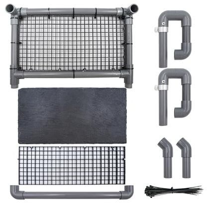 Reptile Tank Accessories, Adjustable Hanging Platform with Plastic Tube and Slate Rock for Tortoise, Bearded Dragon Basking Platform, Tank Accessories for Turtles, Bearded Dragon
