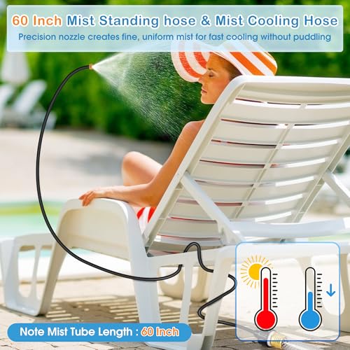 2 Pack Misters for Outside Patio, 60 Inch Flexible Hose Mister Cooling Stand Portable Water Misting for Cooling Outdoor, Mist System for Garden, Backyard, Bird Bath, Chicken Coop Water Mist (Black)