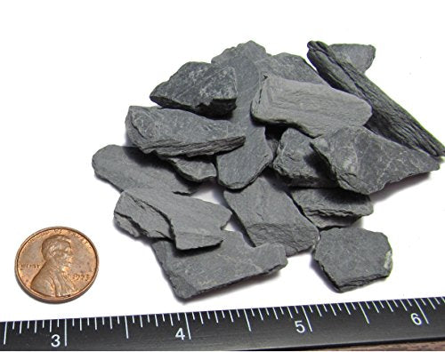 Natural Slate Stone -1/2 to 1 inch. Perfect Size for Miniature or Fairy Gardens, Aquariums, Reptiles, Terrariums, Model Railroads, Dioramas & Wargaming (2lbs Grey) - style: 2lbs grey