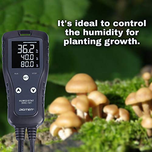 Digital Humidity Controller Humidistat Pre-Wired Plug Simple-Stage AC 110V -240V with High Accuracy Humidity Sensor for Dehumidifier Humidifier Reptiles Greenhouse Exhaust Fan Fermentation