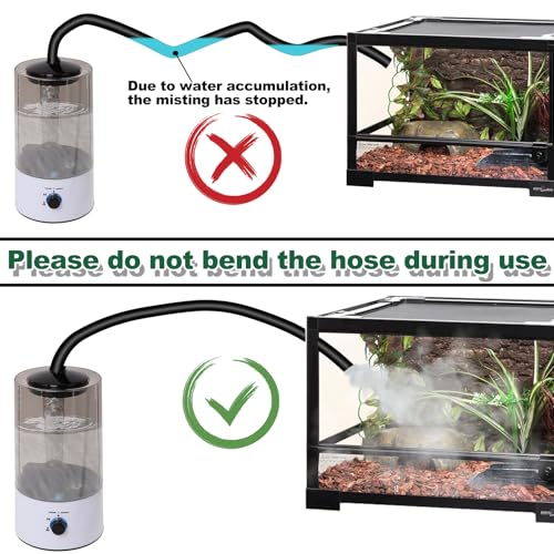 4L Reptile Humidifier Fogger with Extended Hose - Adjustable & Quiet Fogger | Mister for Chameleon, Bearded Dragon, Amphibians - Large Capacity(Black) - color: White+Black