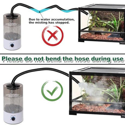 4L Reptile Humidifier Fogger with Extended Hose - Adjustable & Quiet Fogger | Mister for Chameleon, Bearded Dragon, Amphibians - Large Capacity(Black) - color: White+Black
