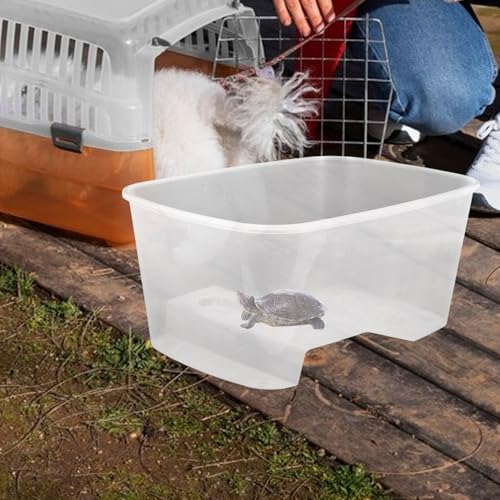 Turtle Tank with Basking Platform, Medium Size Reptile Terrarium Habitat for Tortoises and Frogs, Plastic Aquarium with Full View and Water Changing Feature