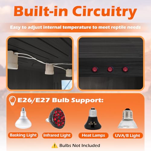 ROYXEN Reptile Tank 81 Gallon, Bearded Dragon Tank with Leg Stand, Tempered Glass Reptile Enclosure, Lizard Tank for Chameleon,Lizard Habitat (Black,48 Length Inch) - color: Black, size: 48"x20"x19.5"