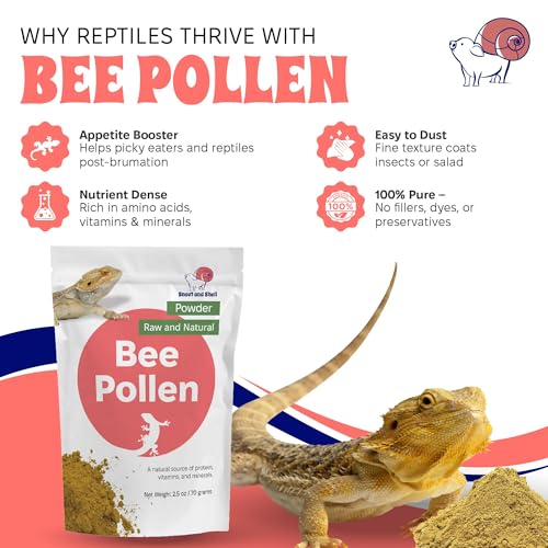 Bee Pollen Powder for Reptiles – Natural Appetite Booster & Vitamin Supplement – Dusting Powder for Feeder Insects & Salads – All-Natural Reptile Food Topper – 2.5 oz