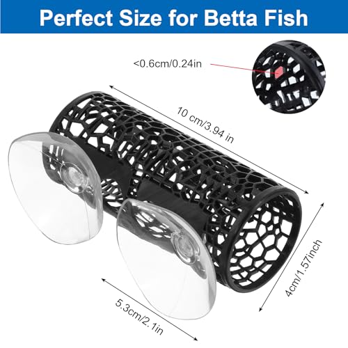2Pcs Little Fish Swimming Tunnel, Safe Aquarium Decoration Betta Fish Tank Accessories with Suction Cups Hidden Decor Habitat Toys for Small Fish Shrimp Reptile Guppies