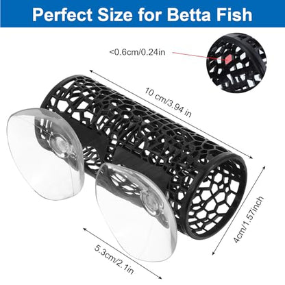 2Pcs Little Fish Swimming Tunnel, Safe Aquarium Decoration Betta Fish Tank Accessories with Suction Cups Hidden Decor Habitat Toys for Small Fish Shrimp Reptile Guppies