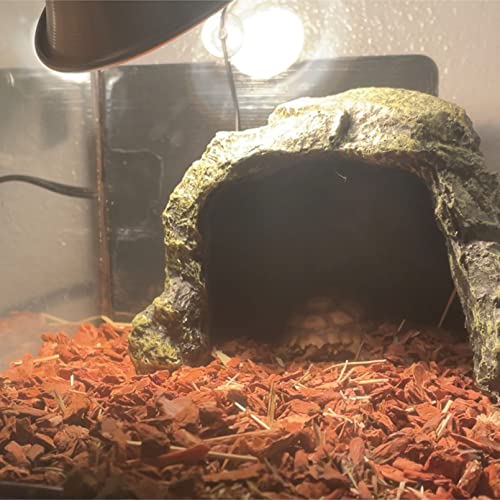 kathson Reptile Rock Hideout Cave,Tortoise Hide Caves,Resin Hides Shelter,Reptile Green Plant Decoration Habitat Decor Terrarium Accessories for Lizards Bearded Dragon Gecko Turtles Spiders - style: hideout