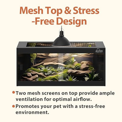 50 Gallon PVC Reptile Enclosure, RepWild 36"x18"x18" Terrarium/Tank with Heavy-Duty Screen Top, Glass Sliding Doors & Lock for Bearded Dragons, Ball Python, Geckos, Lizards - size: 36"W x 18"D x 18"H