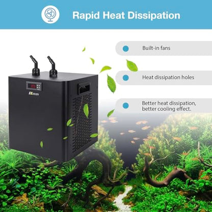 Aquarium Chiller 79 Gal 300L, 1/3 HP Water Chiller for Cold Plunge | Hydroponic Cooler Fish Tank Cooling System for Axolotl Coral Reef Shrimp with Pump and Pipe