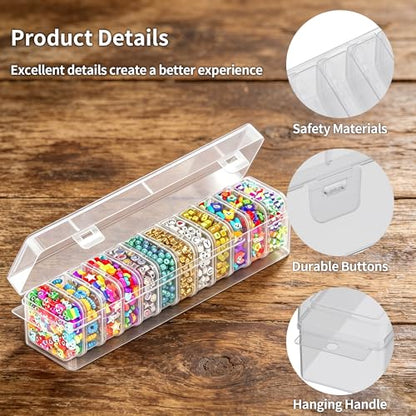 Bead Organizer Box, 13 Pcs Compartments Clear Plastic Storage Containers Set for Bracelet Making DIY, Jewelry, Small Parts - size: 13 Compartments
