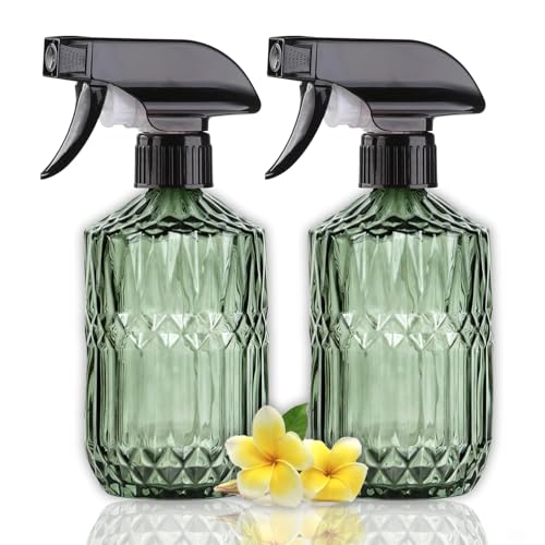Plant Mister Spray Bottle, 15oz, Green, Adjustable Nozzle,2PCS | Pressure Watering Can, Plant Mister Fine Mist for Indoor Flowers, Outdoor Gardening, Cleaning, Pets Care, Hair - color: Green