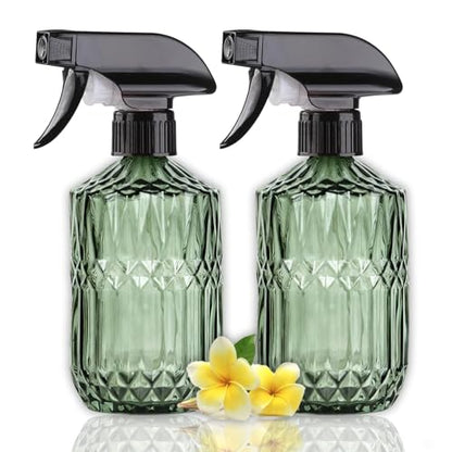 Plant Mister Spray Bottle, 15oz, Green, Adjustable Nozzle,2PCS | Pressure Watering Can, Plant Mister Fine Mist for Indoor Flowers, Outdoor Gardening, Cleaning, Pets Care, Hair - color: Green