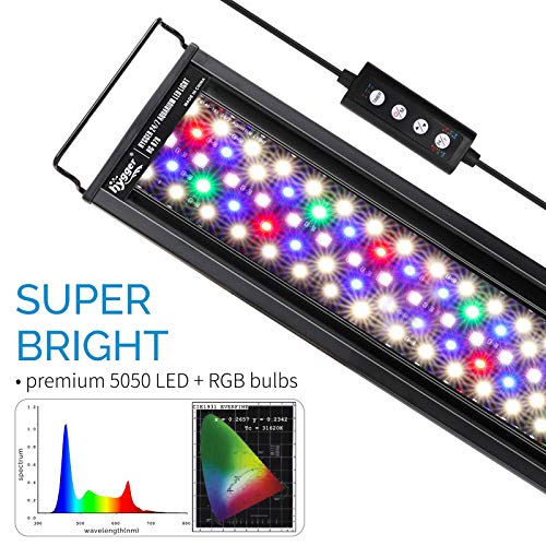 hygger Advanced LED Aquarium Light with Timer, 24/7 Lighting Cycle & DIY Mode, Full Spectrum Fish Tank Light for 12-17 in Freshwater Planted Tank - size: 12"- 17"(14W)